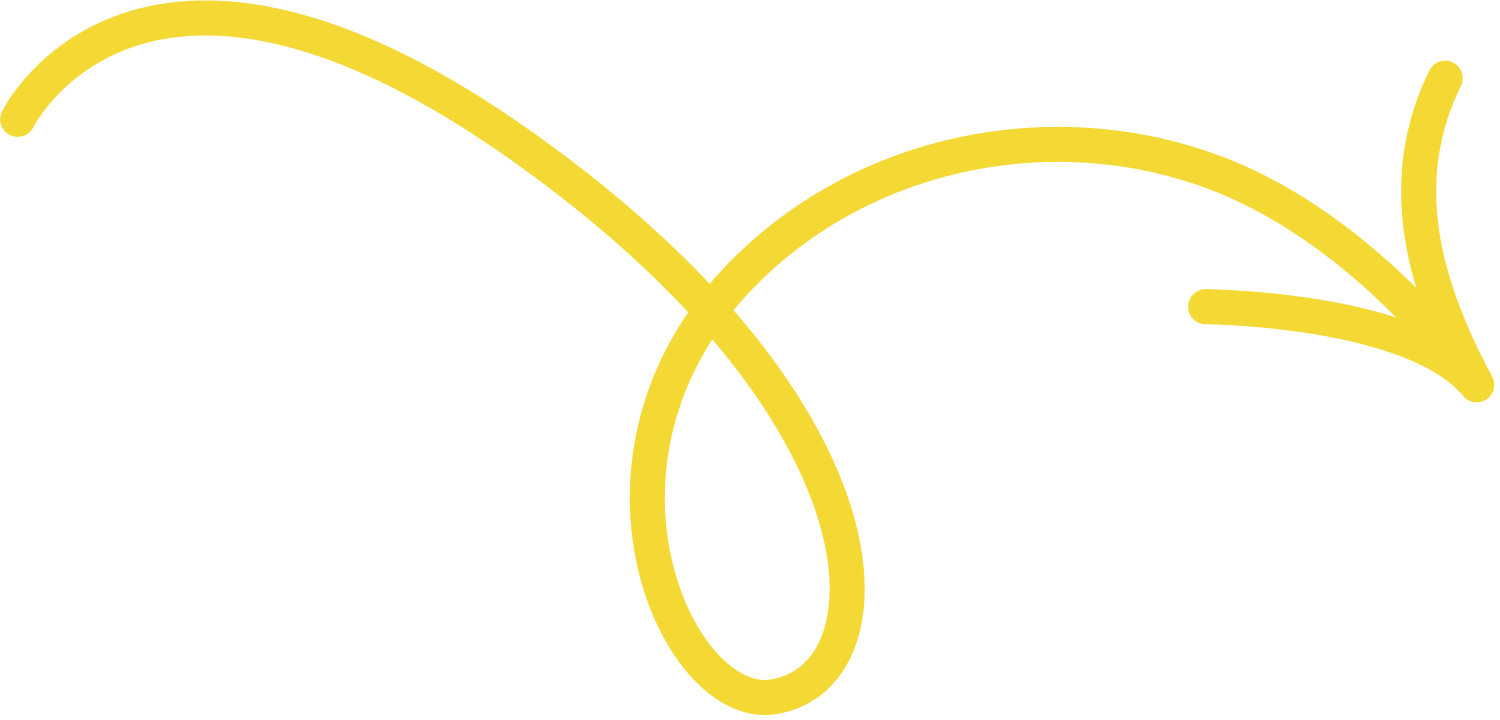 A hand-drawn yellow arrow with a loop in the middle, pointing down and to the right.