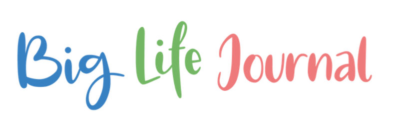 The logo for Big Life Journal, with each word in a different color: blue, green, and pink.