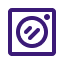 A purple, stylized icon of a camera resembling the Instagram logo.