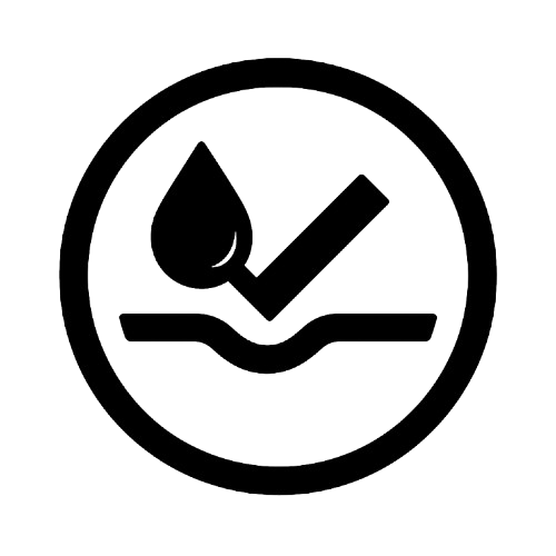 Symbol of a drop above a hand inside a circle.