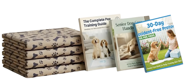 Stack of paw print pads with three dog training guidebooks.