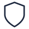 Simple black shield icon on a white background.