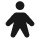 A simple black icon of a person standing.