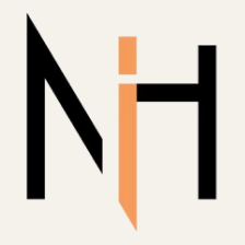 Stylized letters 'N' and 'H' in black and orange.