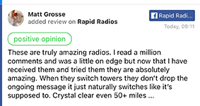 Screenshot of a positive review for Rapid Radios by Matt Grosse.