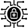 Icon of a lock with circuit lines, symbolizing cybersecurity.