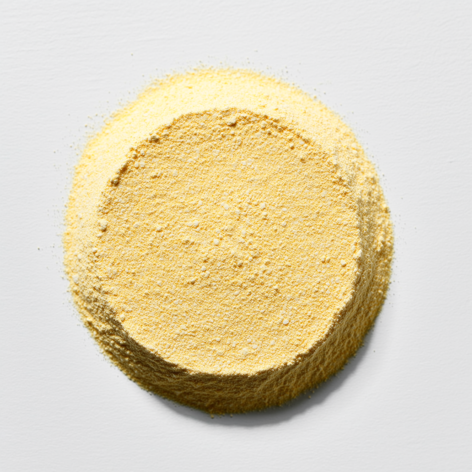 A pile of yellow powder on a white surface.