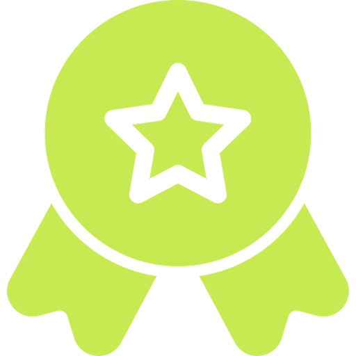 Green award ribbon with a star in the center.