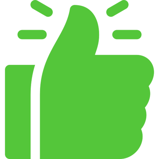 Green thumbs-up icon with three lines indicating motion.