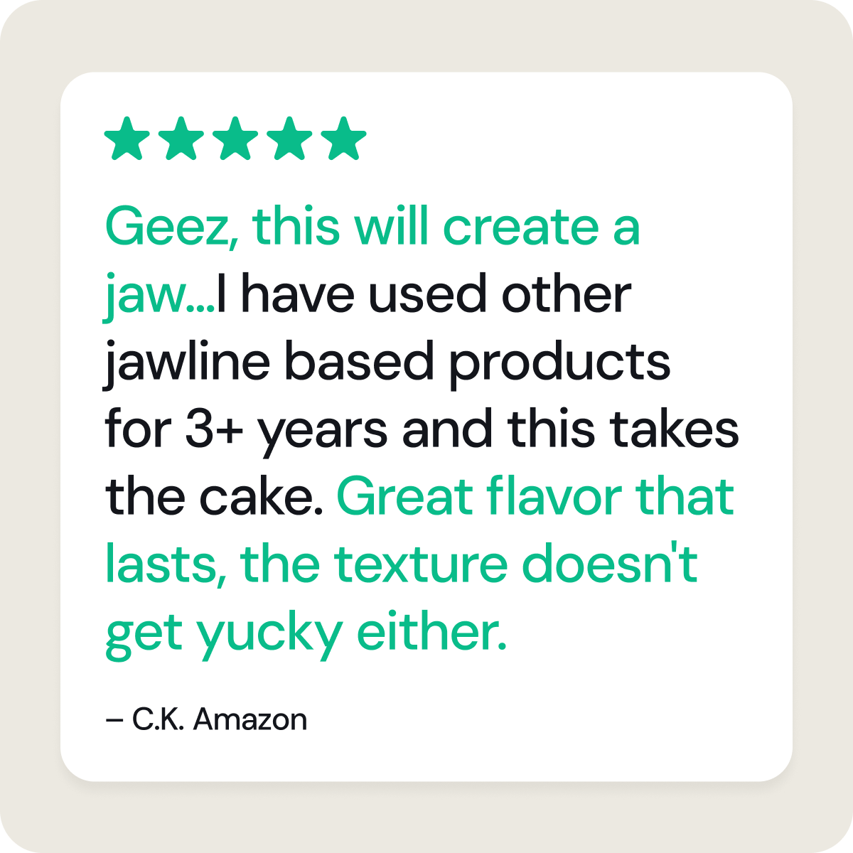 Five star verified customer review on Amazon