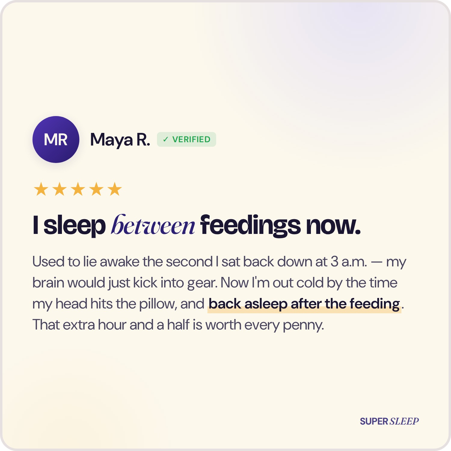 Real Supersleep customer review