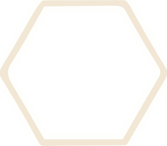 A gold hexagon outline on a transparent background.