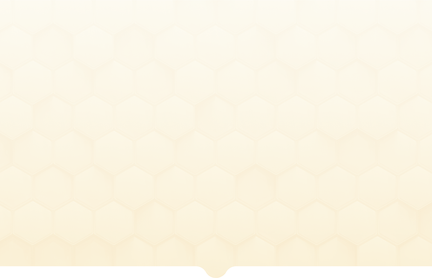 Hexagonal honeycomb pattern with a soft beige gradient background.