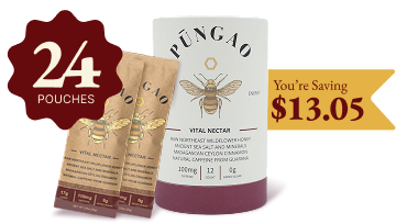 Pūngao Vital Nectar packaging with bee illustration and savings offer.