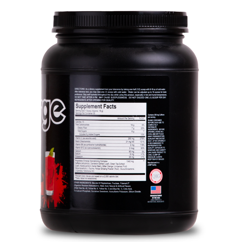 The back of a black supplement container, showing the supplement facts label and directions for use.