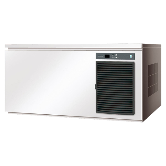 An empty black two-door beverage cooler with glass doors and white shelves against a white background.