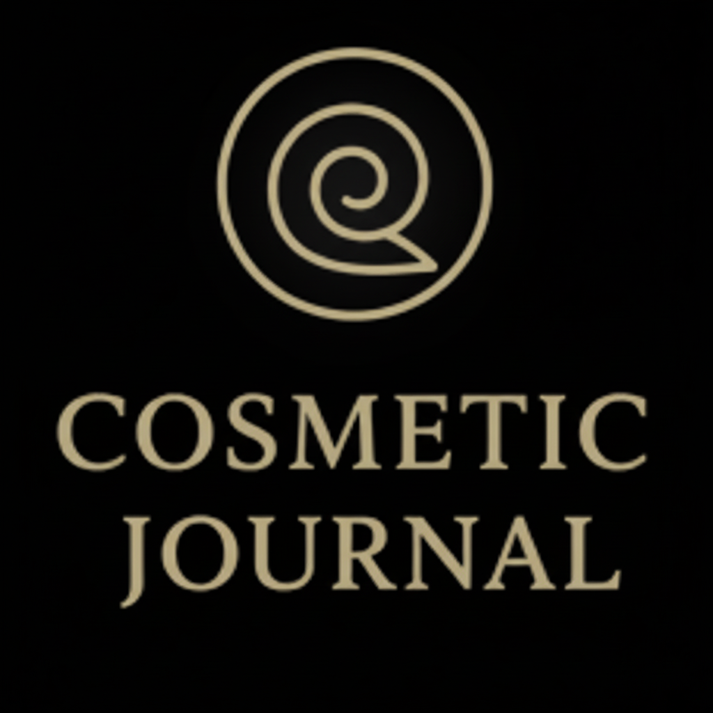 Beige swirl logo with 'Cosmetic Journal' text on black background.