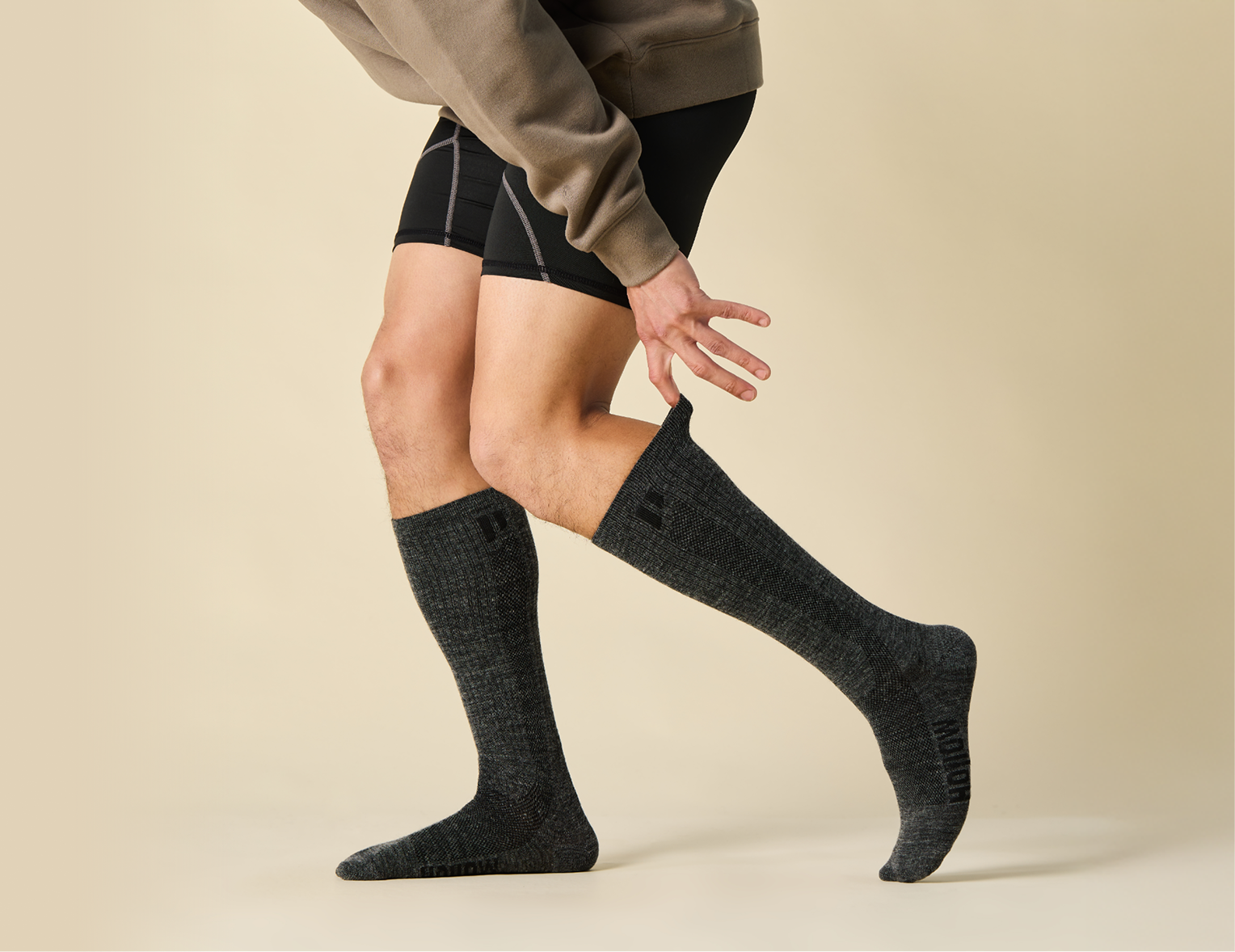 Person wearing alpaca compression socks