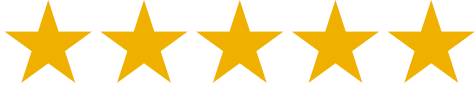 Five gold stars in a horizontal row on a black background.