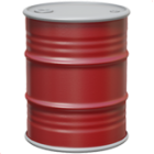 Red metal barrel with a gray top.