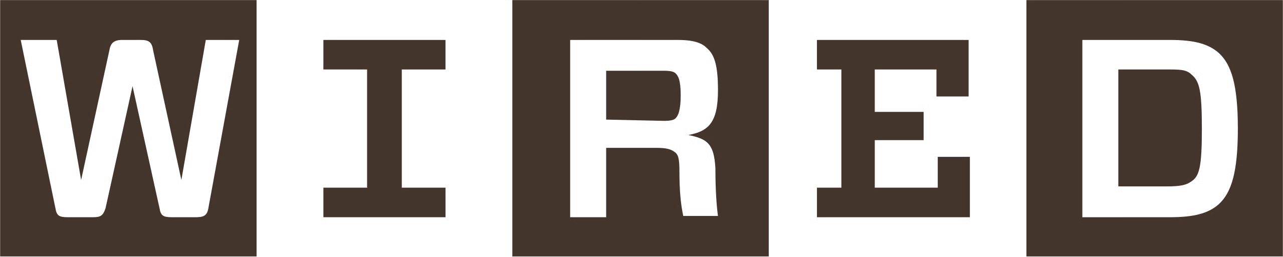 The WIRED logo, with bold white text inside dark brown rectangles.