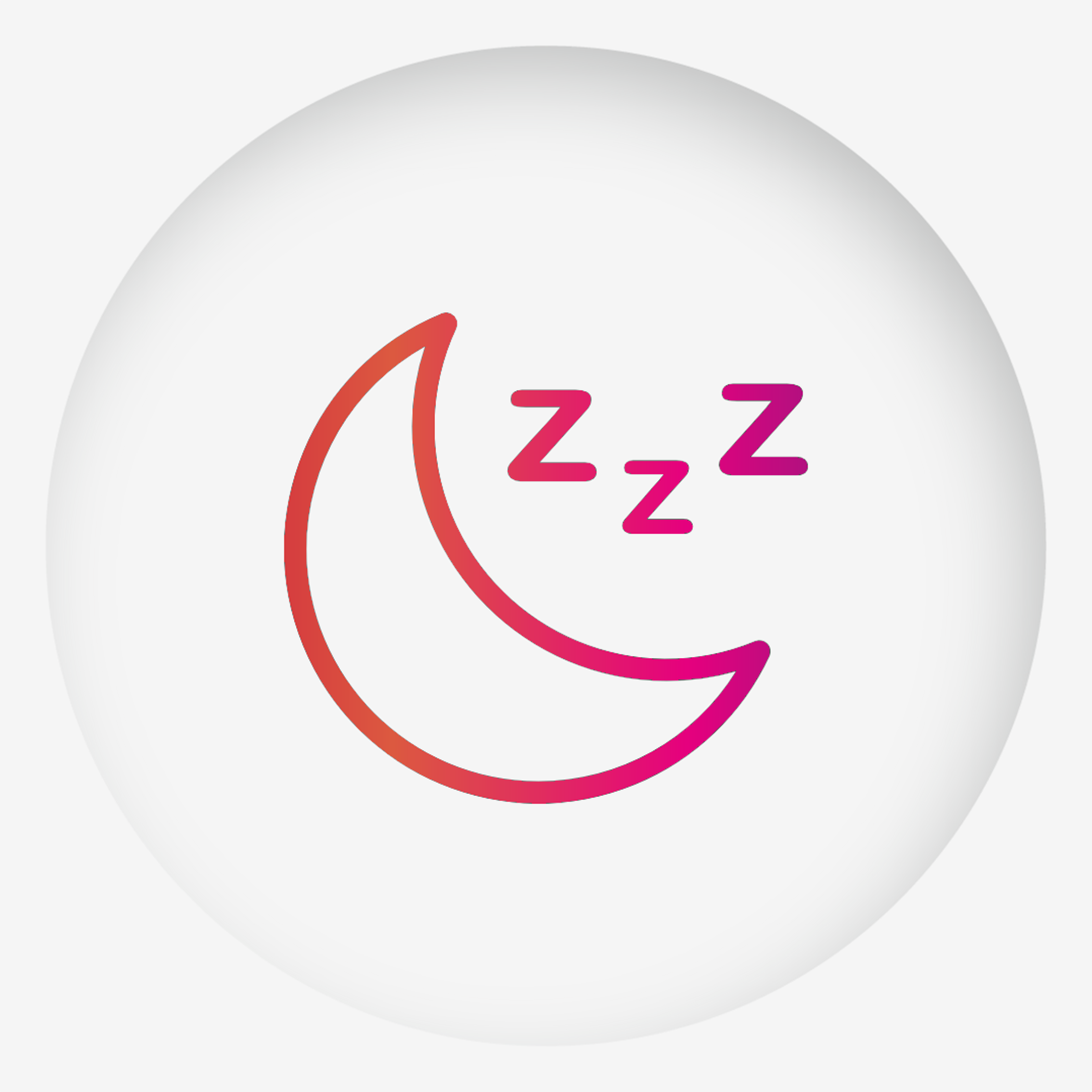 Outlined crescent moon with three 'Z's on a white background.