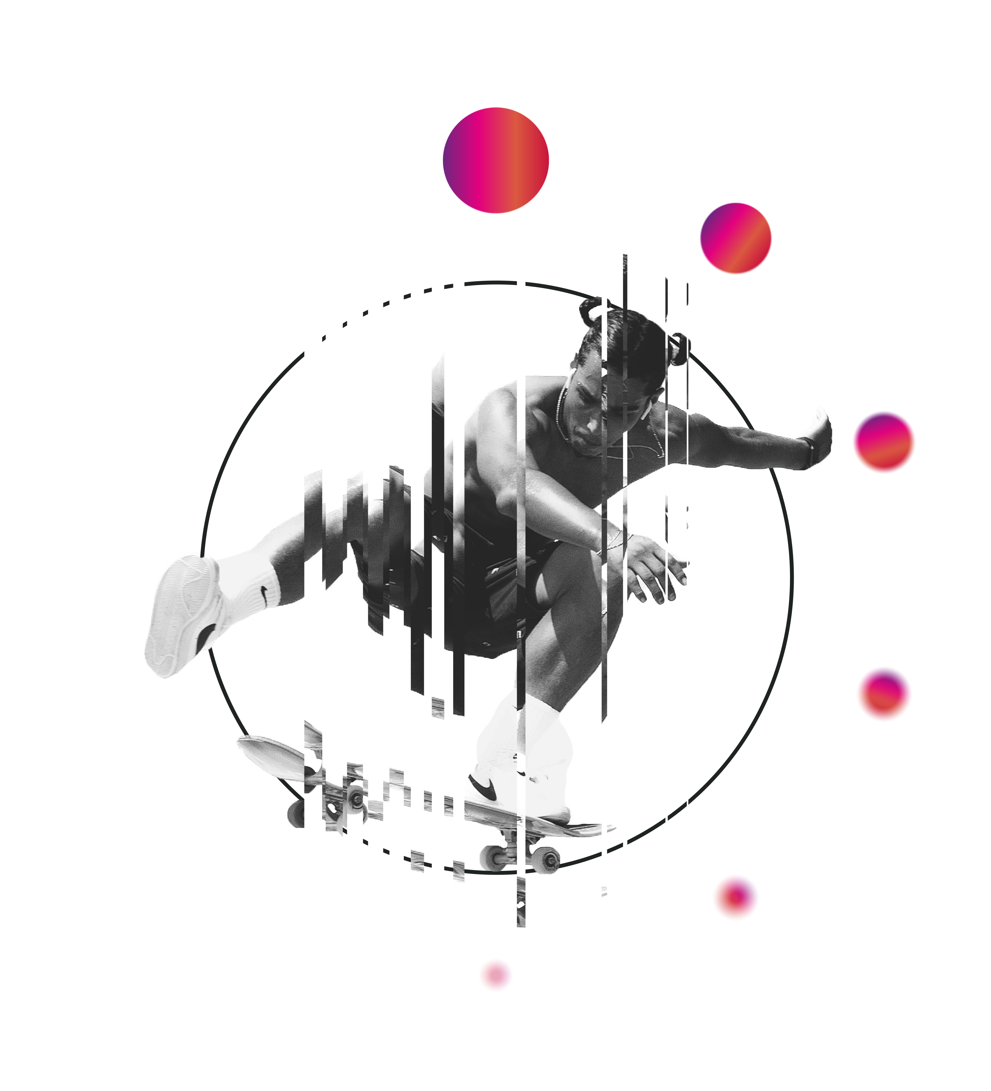 A woman in a beanie and puffer jacket eats from a packet in a black and white photo.