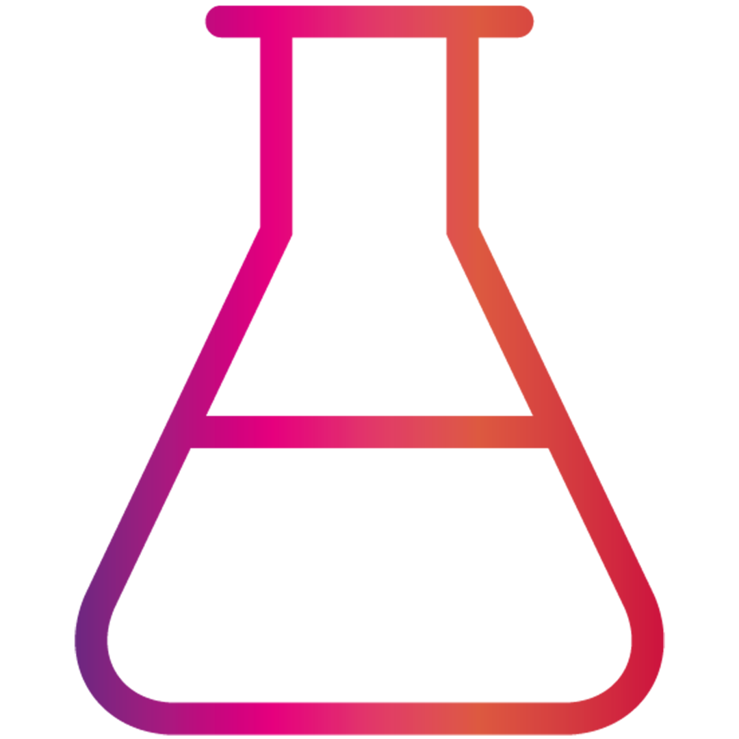Gradient outline of a laboratory flask.