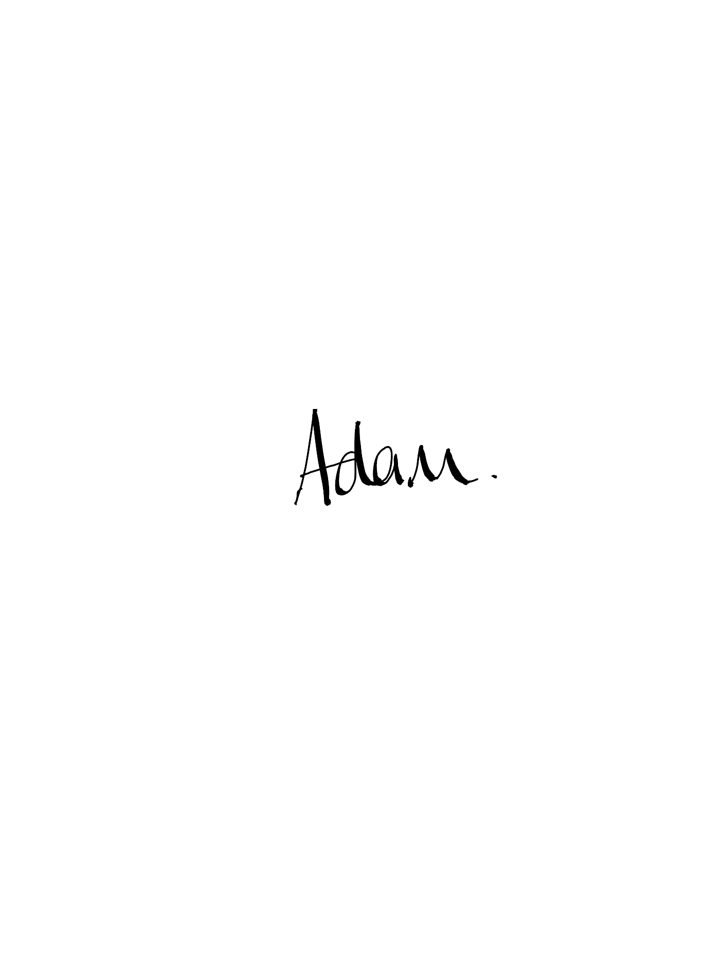 The name Adam written in a black, handwritten script on a white background.
