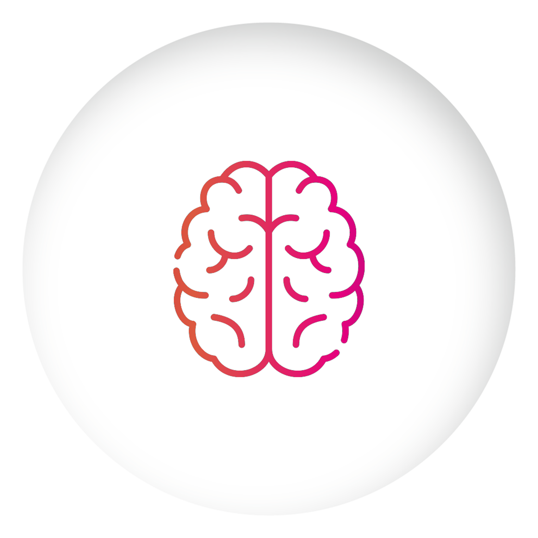 Gradient line drawing of a brain inside a circular frame.