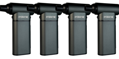 Four identical black handheld devices labeled 'HYDRAYNE' in a row.