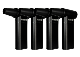 Four black cylindrical devices with angled tops, labeled 'HYDROSTIK'.