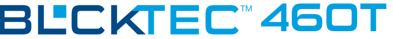Logo with text 'BLOCKTEC 460T' in blue on a black background.