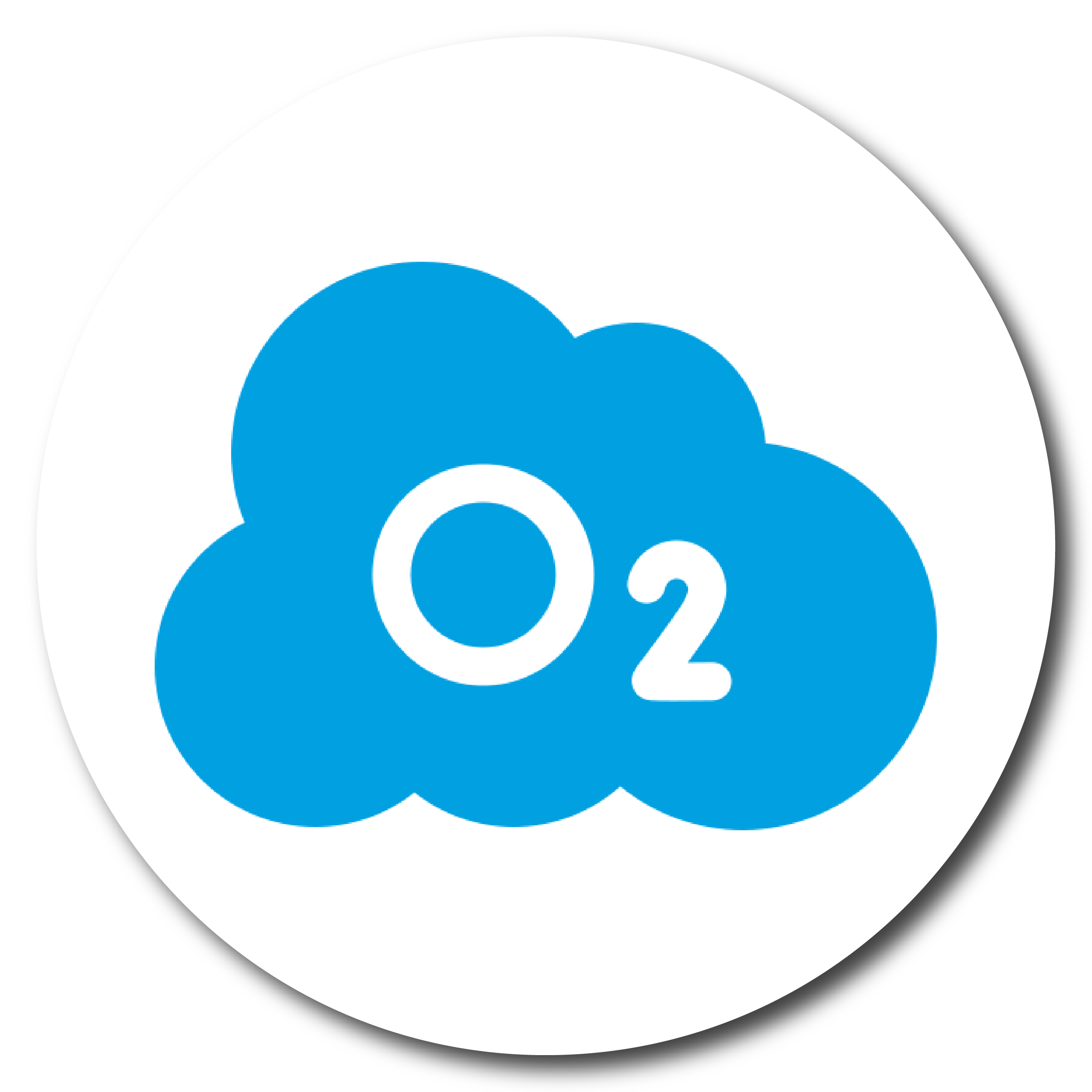 Blue cloud with 'O2' text inside on a white background.