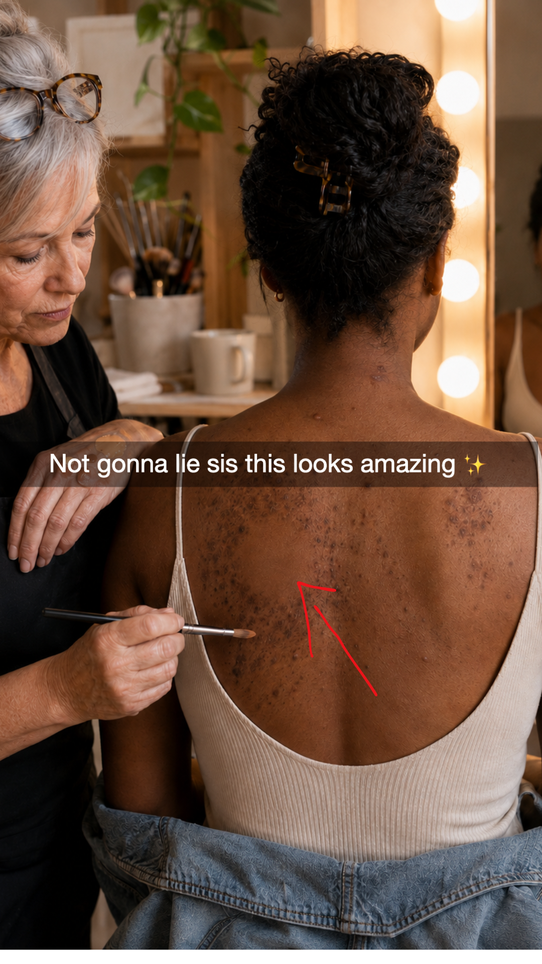 Close crop of a patch test on the shoulder blade