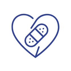 Outline of a heart with a bandage inside.