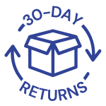 Icon of a box with arrows and text '30-Day Returns.'