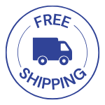 Icon of a truck with 'Free Shipping' text in a circle.