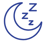 Icon of a crescent moon with two 'Z' letters, symbolizing sleep.