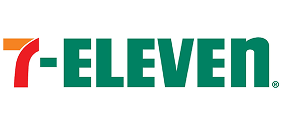 7-Eleven logo with green text and number 7 in red and orange.