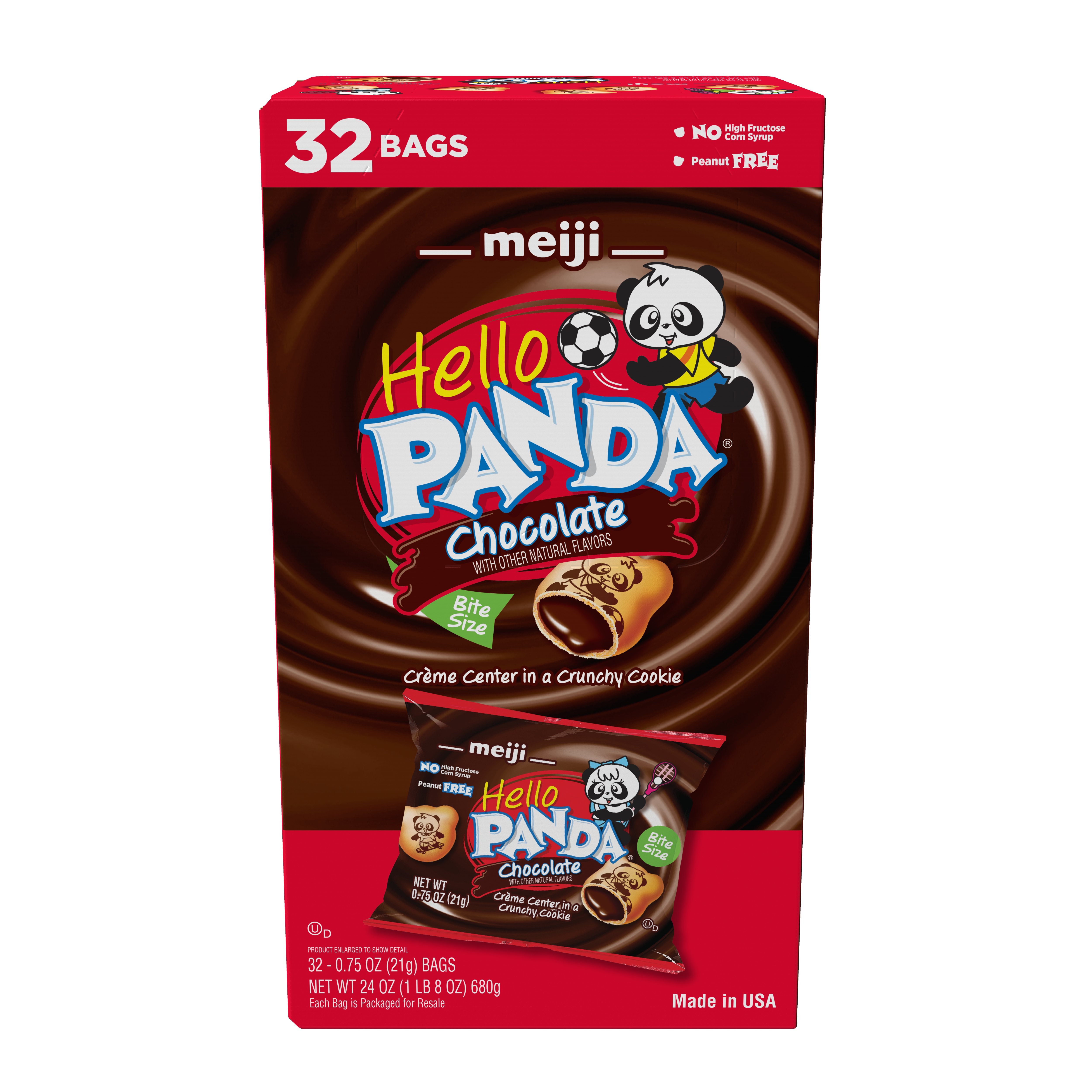 Box of Hello Panda chocolate snacks with creme-filled cookies.