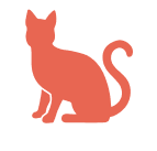 A red cat icon on a white circle.