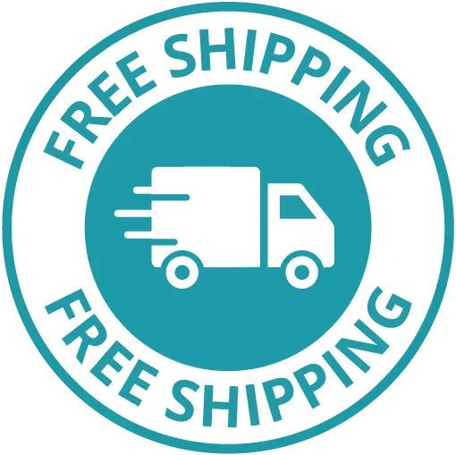 A teal badge with a delivery truck icon and 'Free Shipping' text.