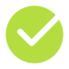 Green circle with a black checkmark inside.