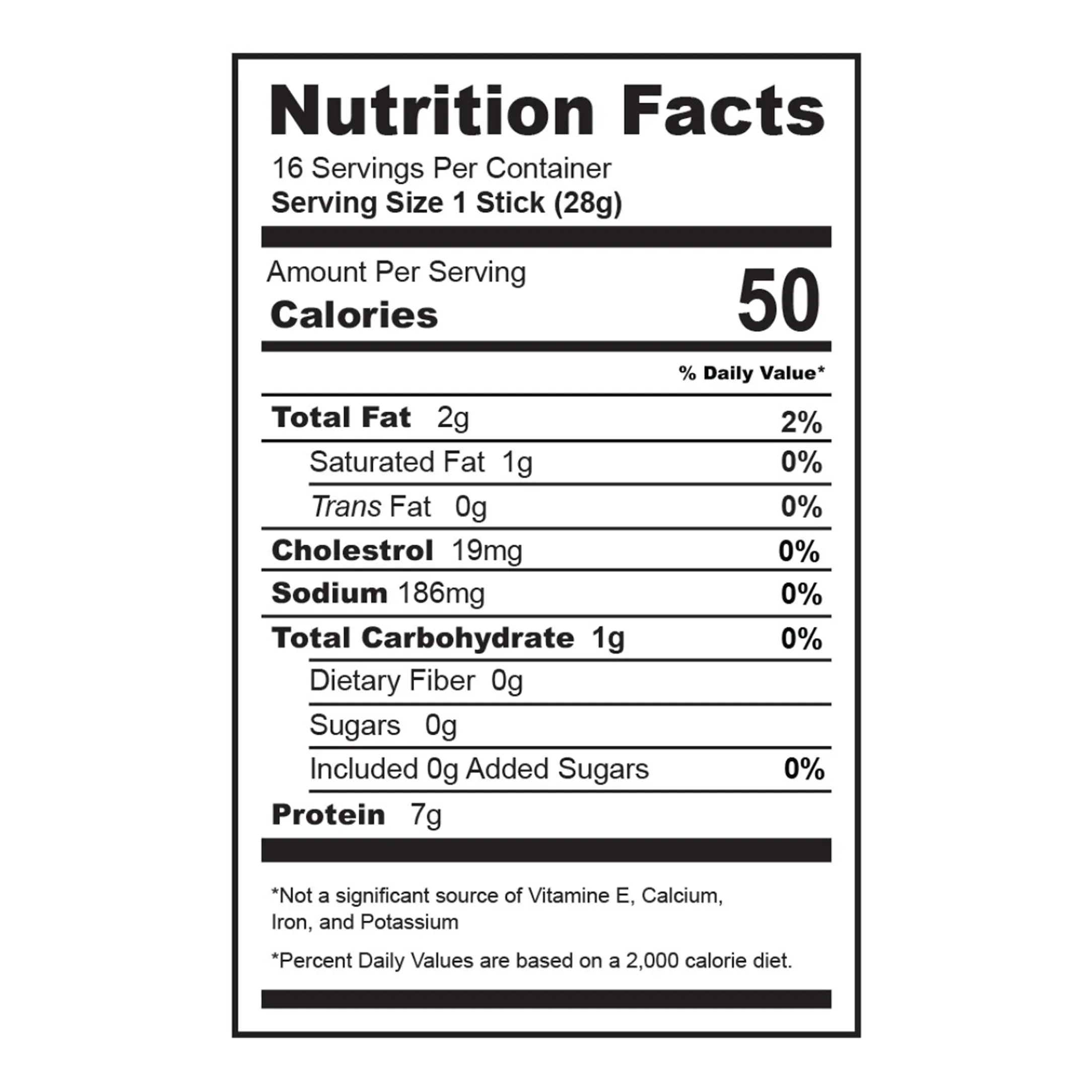 Nutrition facts label showing calories, fat, cholesterol, sodium, carbohydrates, and protein content.