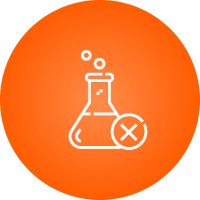 Outline of a steak on an orange circular background.