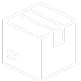 A simple white line drawing of a cardboard box.