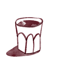 Simple line drawing of a glass with a shadow.