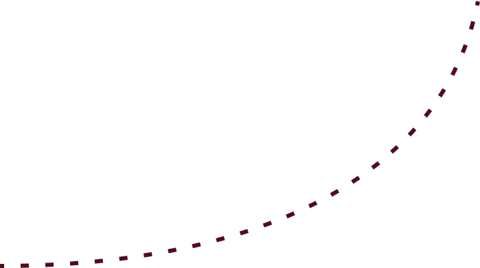 A curved, dashed red line on a transparent background.