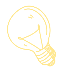 A sketchy, yellow outline of a lightbulb.